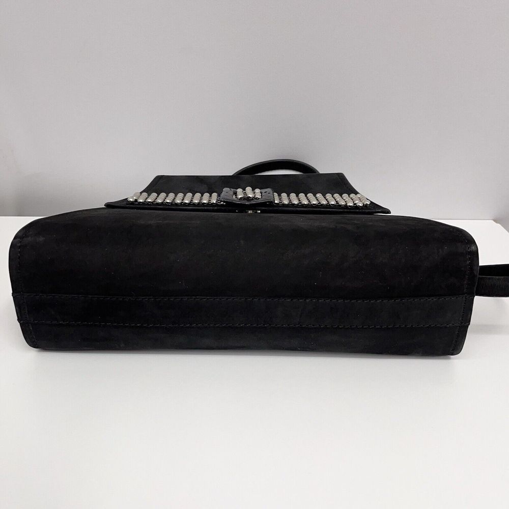 Vintage Bally Suede Shoulder Bag Purse‎ Black Silver Metal Beads Balls & Buckle - Picture 8 of 12